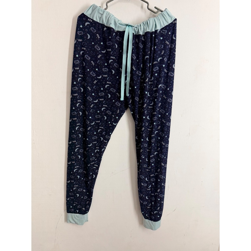 Bobbie Brooks Women XL Navy Blue Celestial Moon Star Print Pajama Jogger Pants